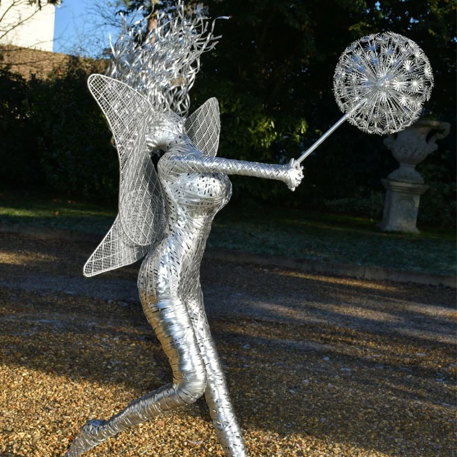 "Luna Fairy Garden Sculpture - Elegant Metal Wire Art Statue by STATUES & SCULPTURES"
