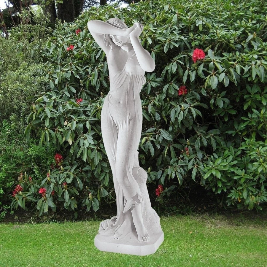 "STATUES & SCULPTURES 164cm Shy Maiden Garden Statue - Handcrafted Marble Resin Outdoor Decor"