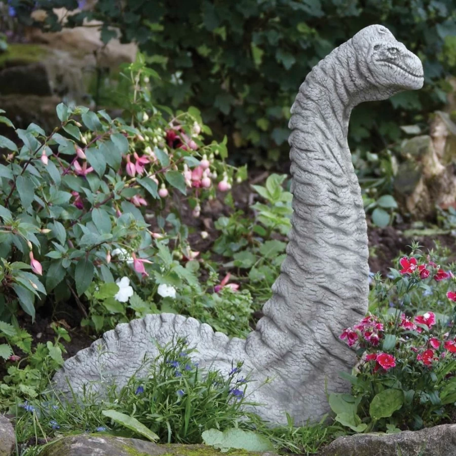 "STATUES & SCULPTURES Brachiosaurus Dinosaur Garden Statue - Large Stone Dinosaur Ornament for Outdoor Decor"