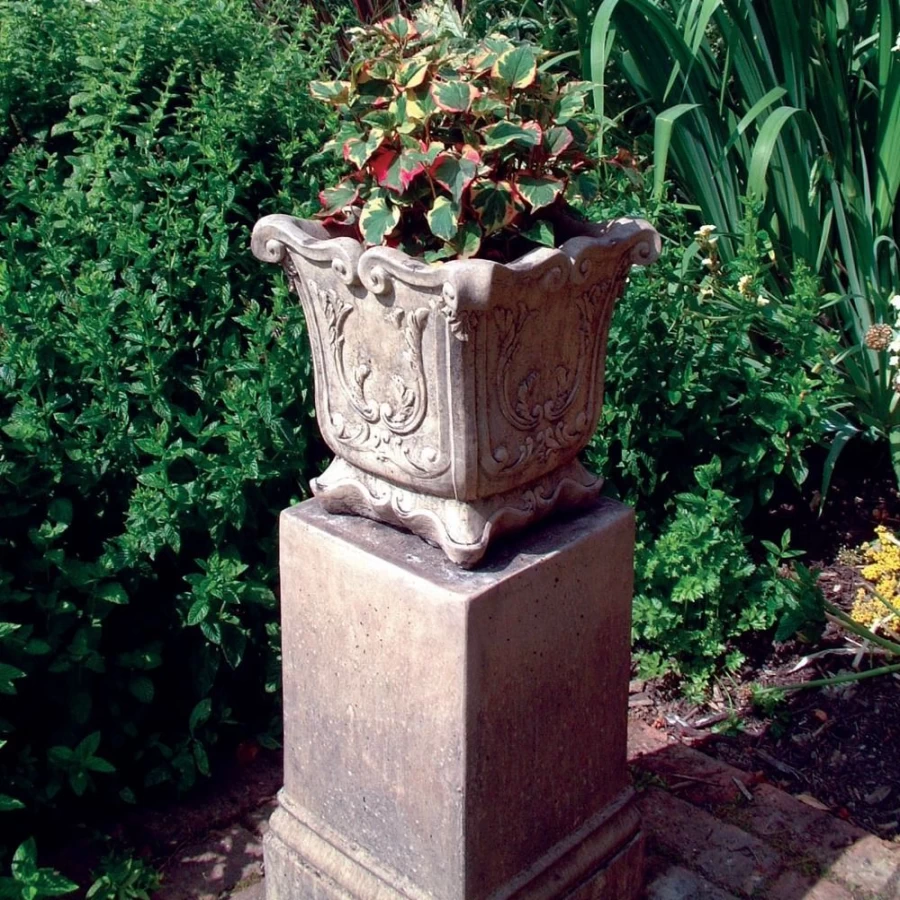 "STATUES & SCULPTURES Modena 22 Inch Stone Vase Pedestal Garden Planter for Outdoor Decor"