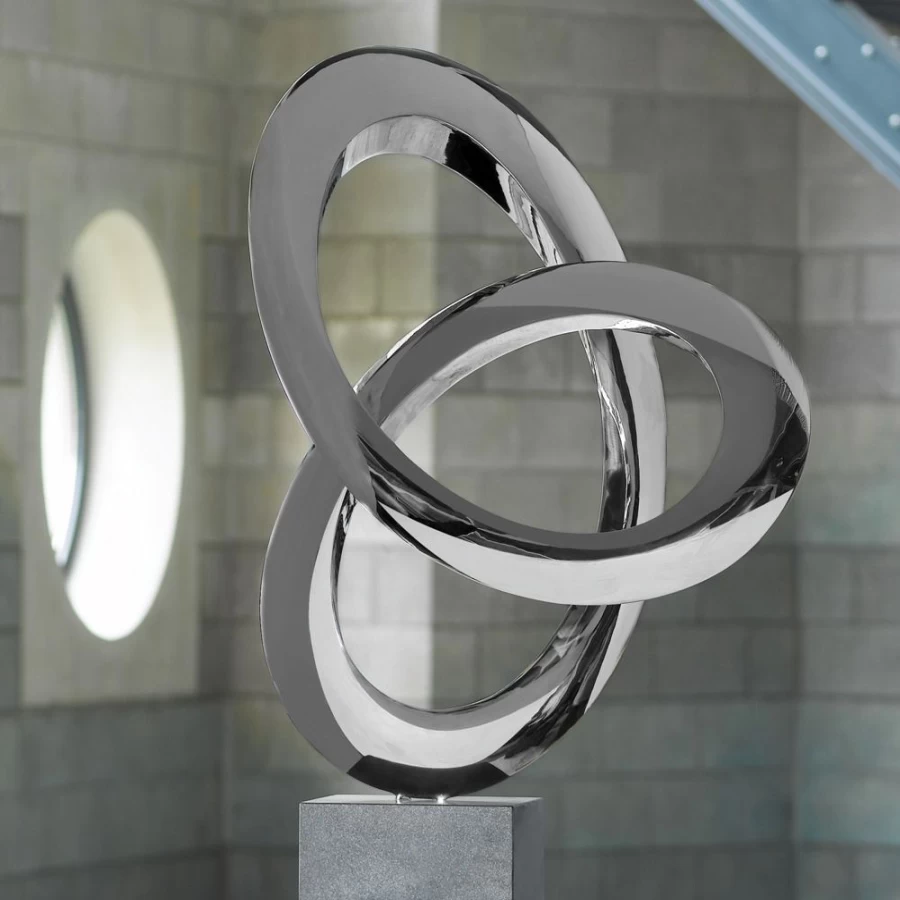 "STATUES & SCULPTURES Helix 98cm Modern Stainless Steel Indoor Art Sculpture - Elegant Metal Decor"