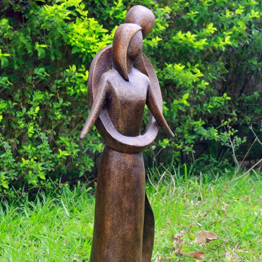"Everlasting Love 85cm Bronze Resin Garden Statue by STATUES & SCULPTURES – Outdoor Romantic Decor"