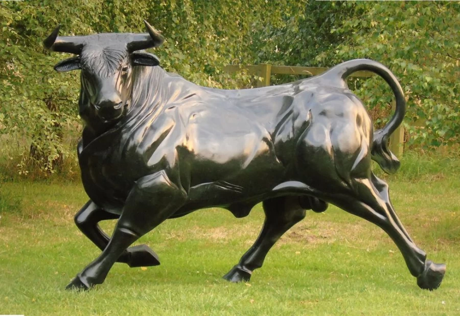 "Raging Bull Life-Size Bronze Sculpture for Garden – STATUES & SCULPTURES"