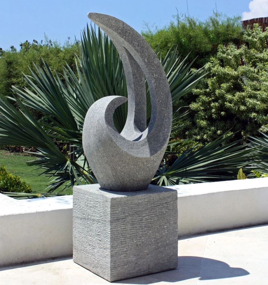"STATUES & SCULPTURES Modern Art Stone Garden Statue - Large Curvation Sculpture for Outdoor Decor"