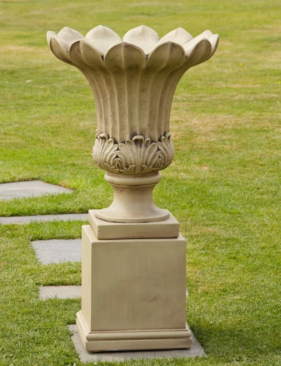 "STATUES & SCULPTURES Annecy Pedestal Vase - Stone Outdoor Garden Planter for Patio Decor"