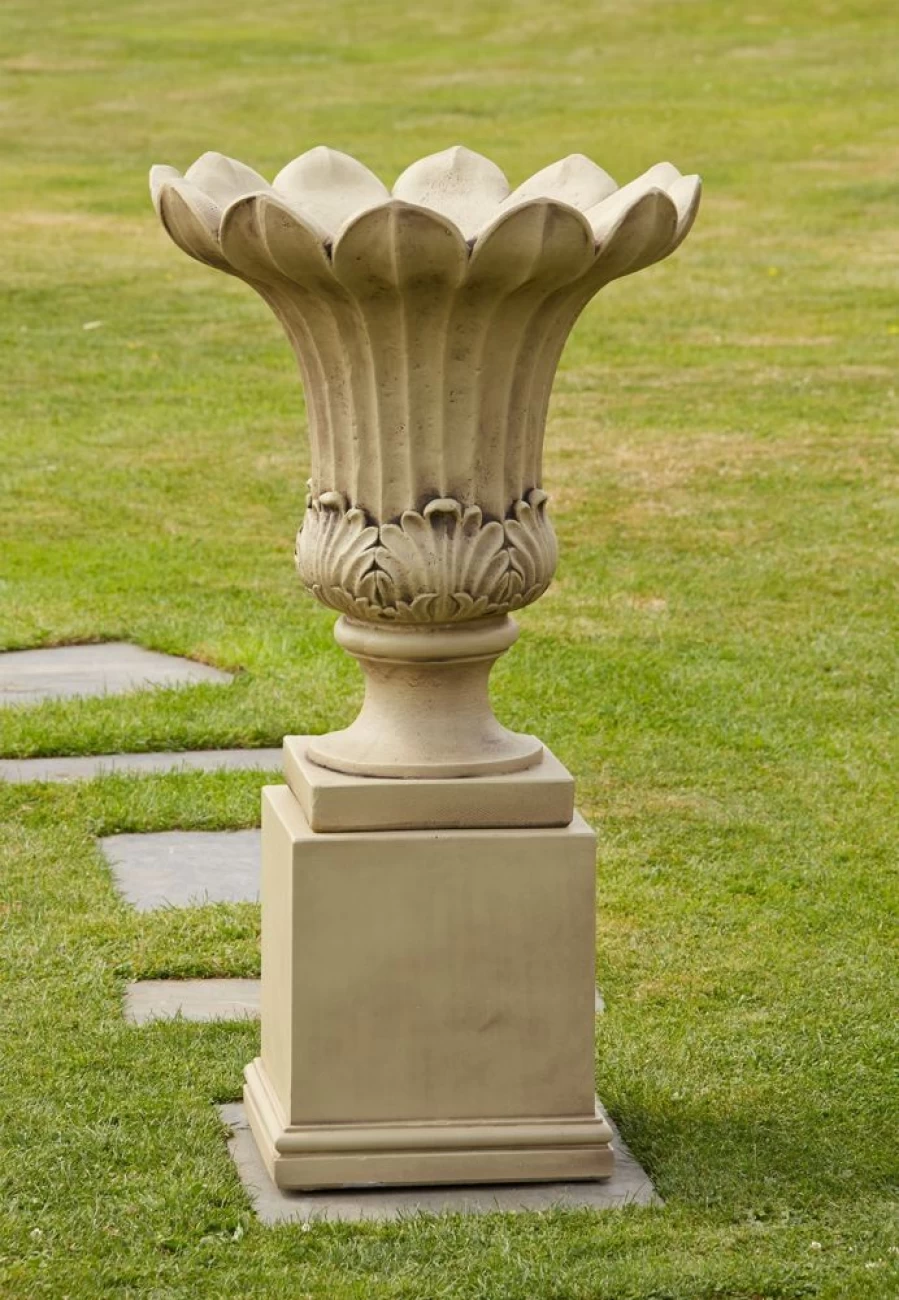 "STATUES & SCULPTURES Annecy Pedestal Vase - Stone Outdoor Garden Planter for Patio Decor"