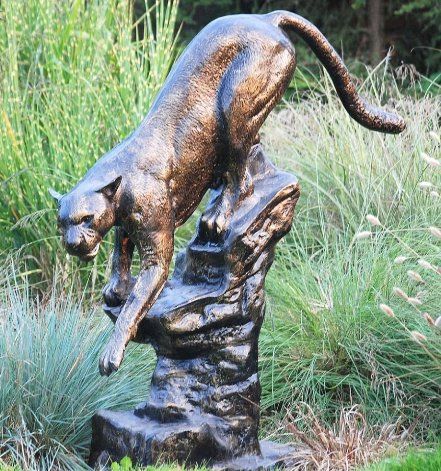 "Bronze Cougar Statue for Garden – Outdoor Wildlife Sculpture by STATUES & SCULPTURES"