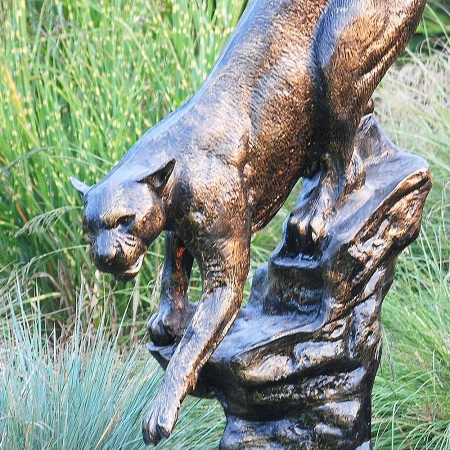 "Bronze Cougar Statue for Garden – Outdoor Wildlife Sculpture by STATUES & SCULPTURES"