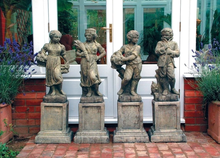 "Four Seasons Kids Garden Statues on Pedestals – STATUES & SCULPTURES Collection"