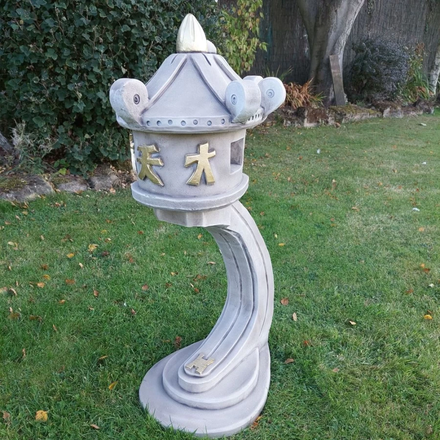 Japanese Stone Pagoda Lantern - Classic Curved Garden Sculpture by STATUES & SCULPTURES