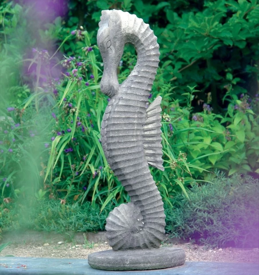 "Seahorse Stone Garden Statue 94cm - Handcrafted Outdoor Sculpture by STATUES & SCULPTURES"