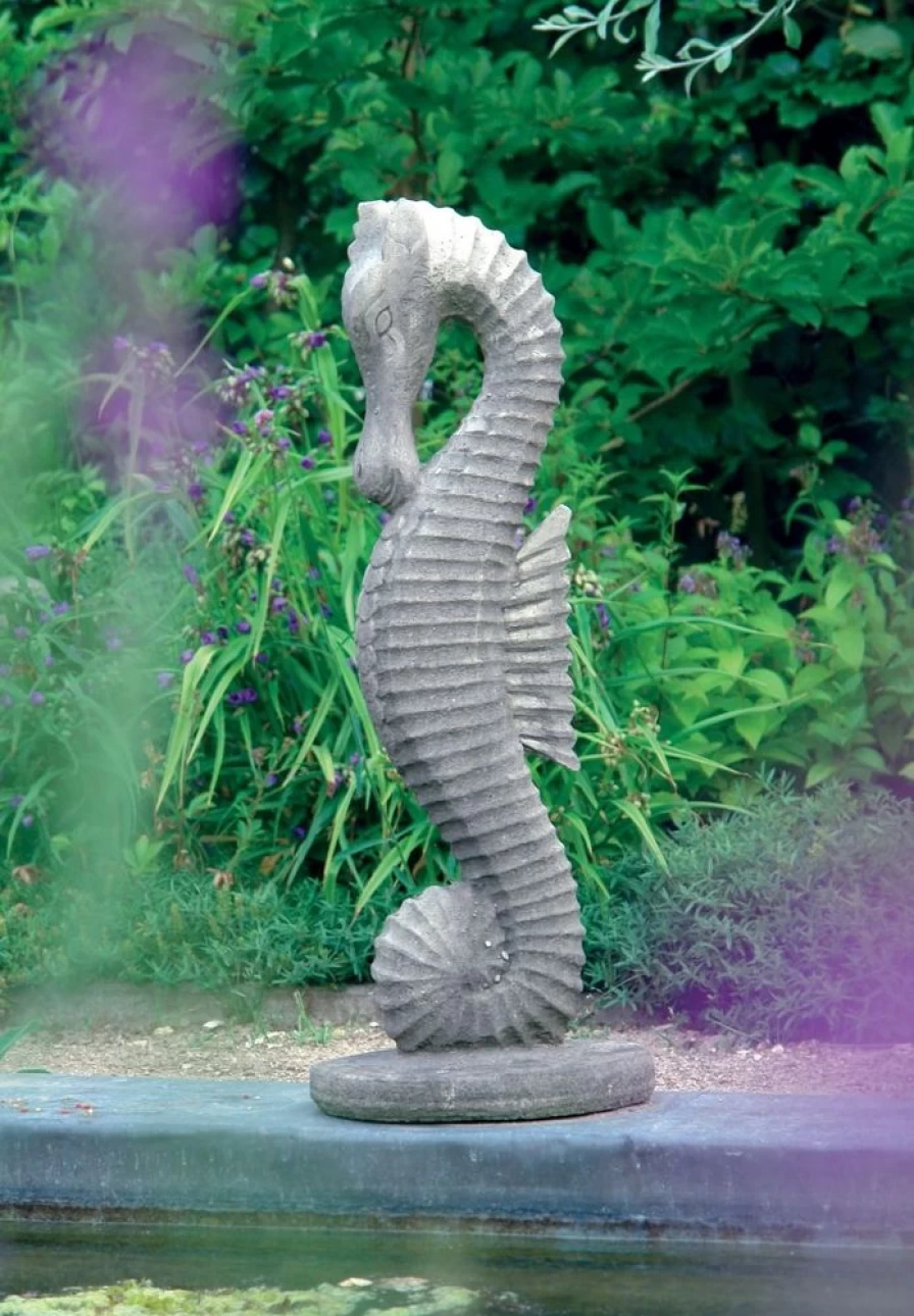 "Seahorse Stone Garden Statue 94cm - Handcrafted Outdoor Sculpture by STATUES & SCULPTURES"