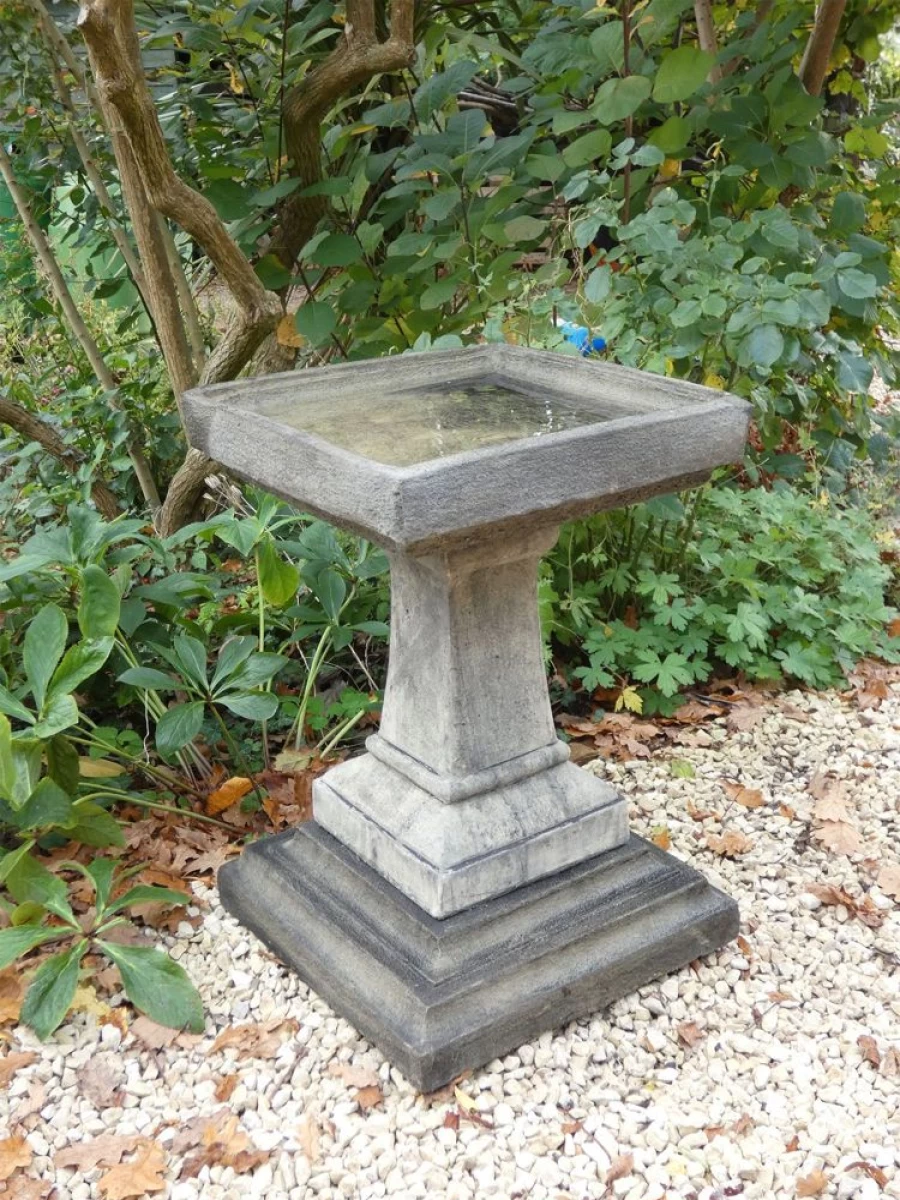 Modern Stone Bird Bath for Garden - Keymer Outdoor Statue by STATUES & SCULPTURES