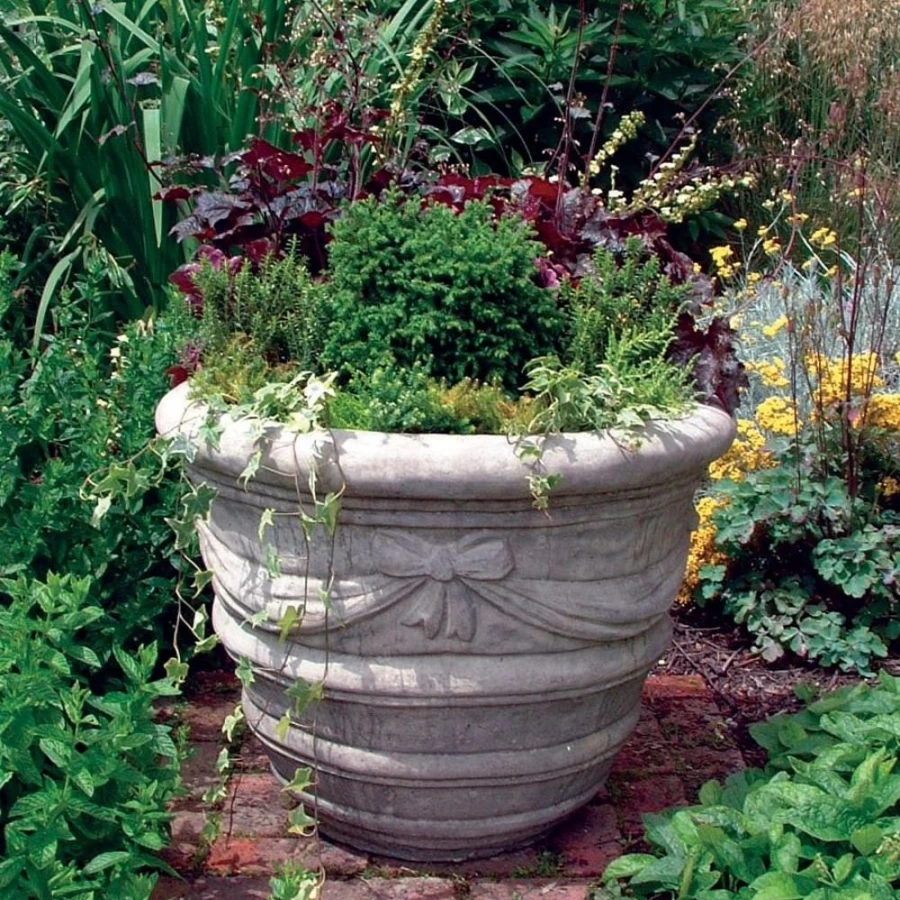 Elegant Draped Vase Stone Planter - STATUES & SCULPTURES Garden Decor