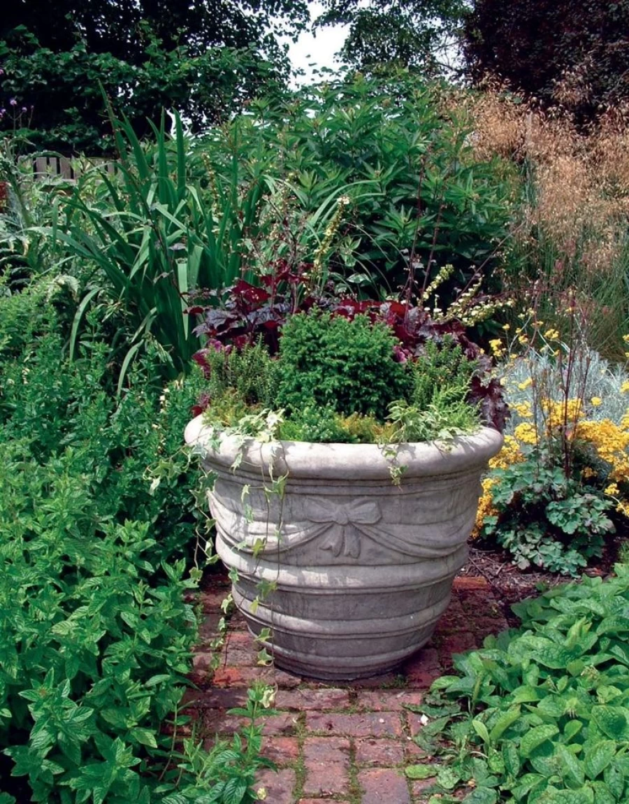 Elegant Draped Vase Stone Planter - STATUES & SCULPTURES Garden Decor