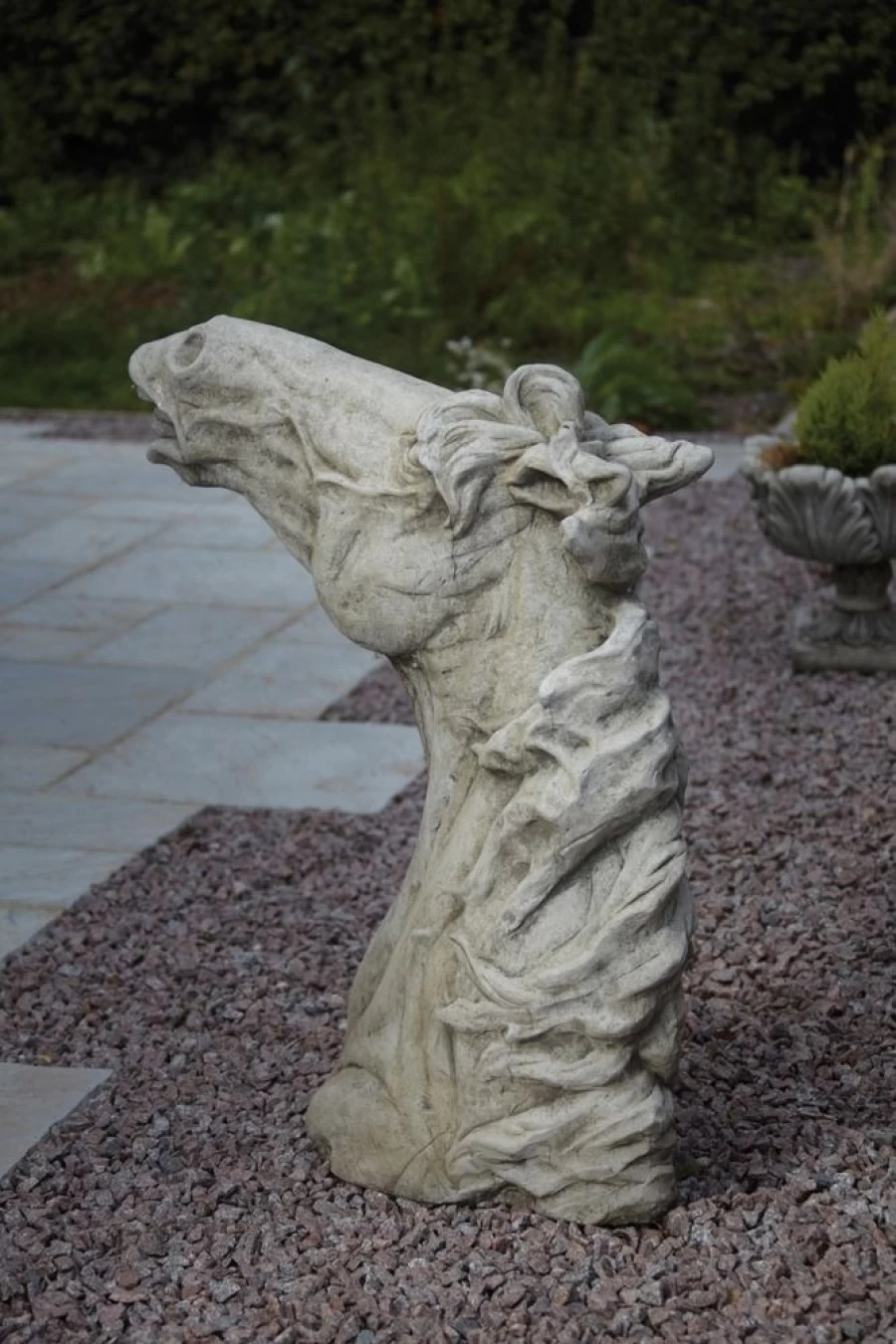 Epona Celtic Horse Head Statue - Handcrafted Stone Garden Sculpture for Outdoor Decor