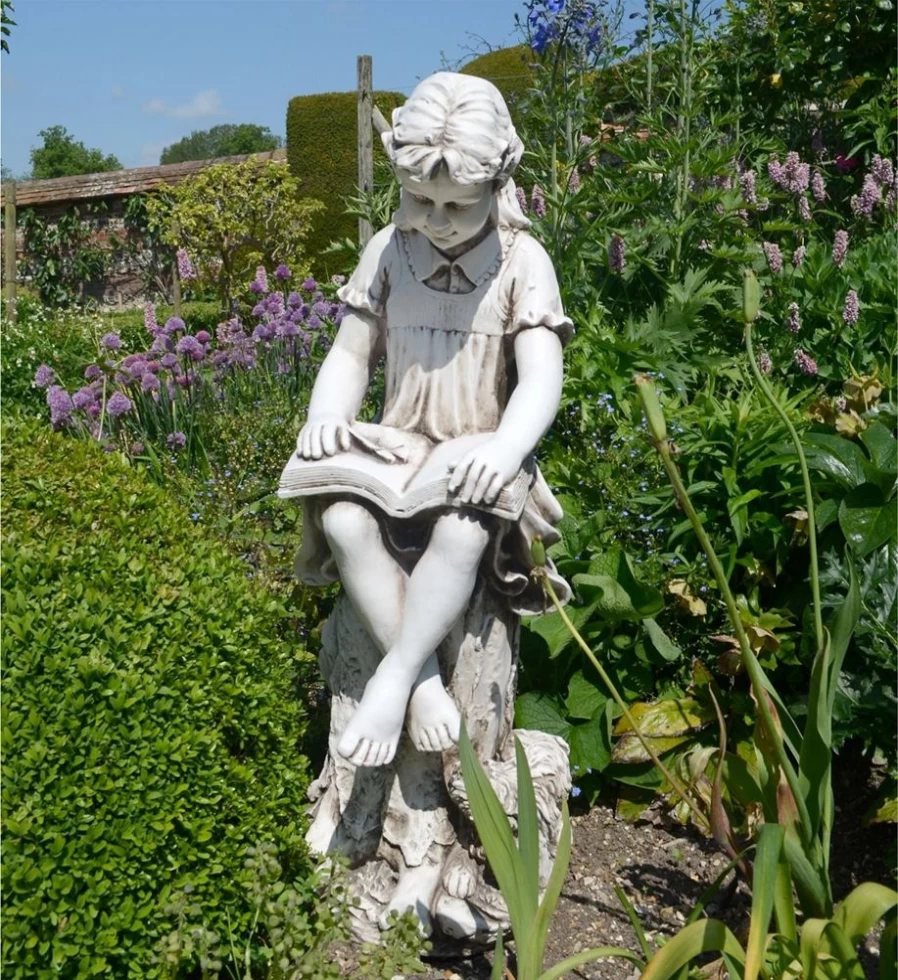 "STATUES & SCULPTURES Reading Girl 89cm Stone Resin Outdoor Garden Statue for Decoration"