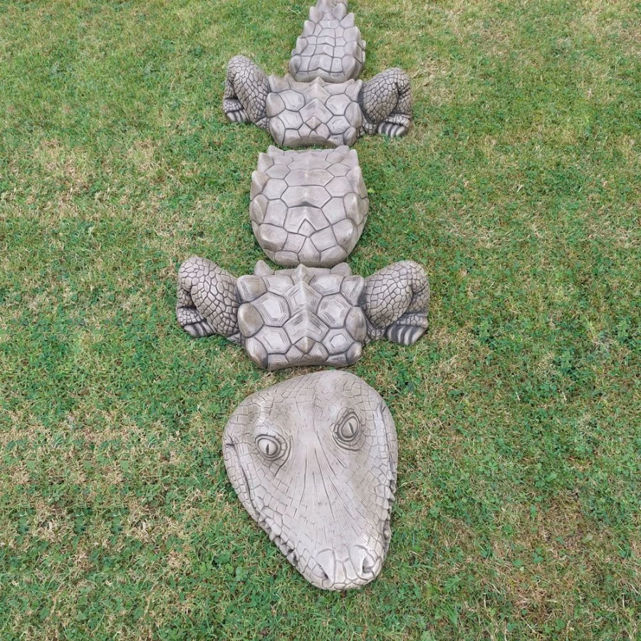 "STATUES & SCULPTURES Five Piece Crocodile Stone Garden Statue Set for Outdoor Decor"