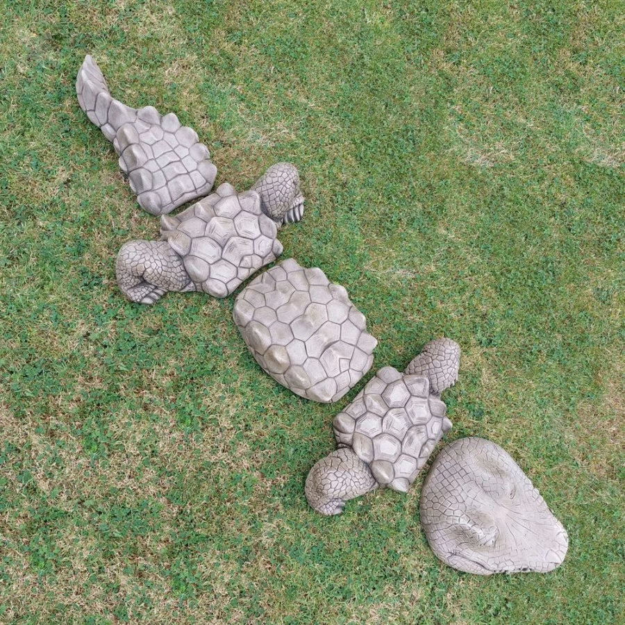 "STATUES & SCULPTURES Five Piece Crocodile Stone Garden Statue Set for Outdoor Decor"