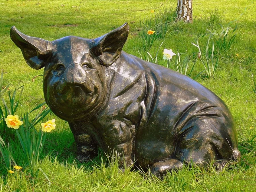 "STATUES & SCULPTURES Big Pig Bronze Garden Statue – Outdoor Metal Art Decor"