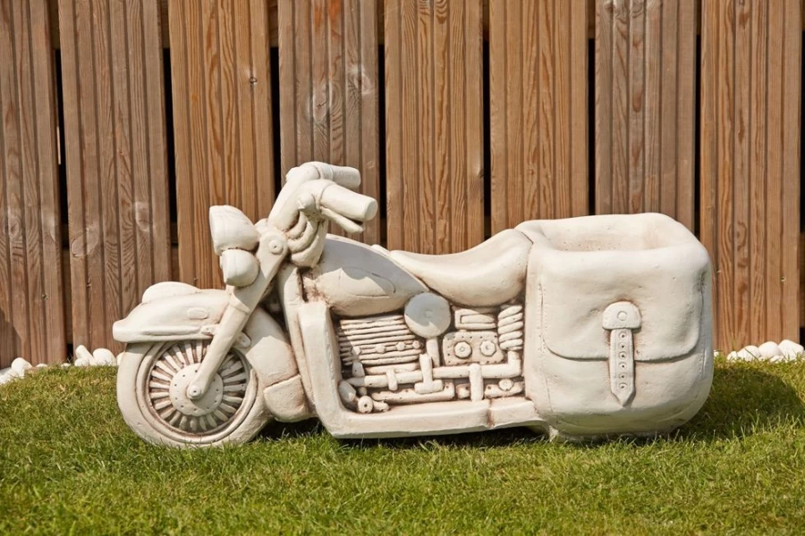 Harley Davidson Motorcycle Stone Planter Garden Sculpture Outdoor Decor Statue