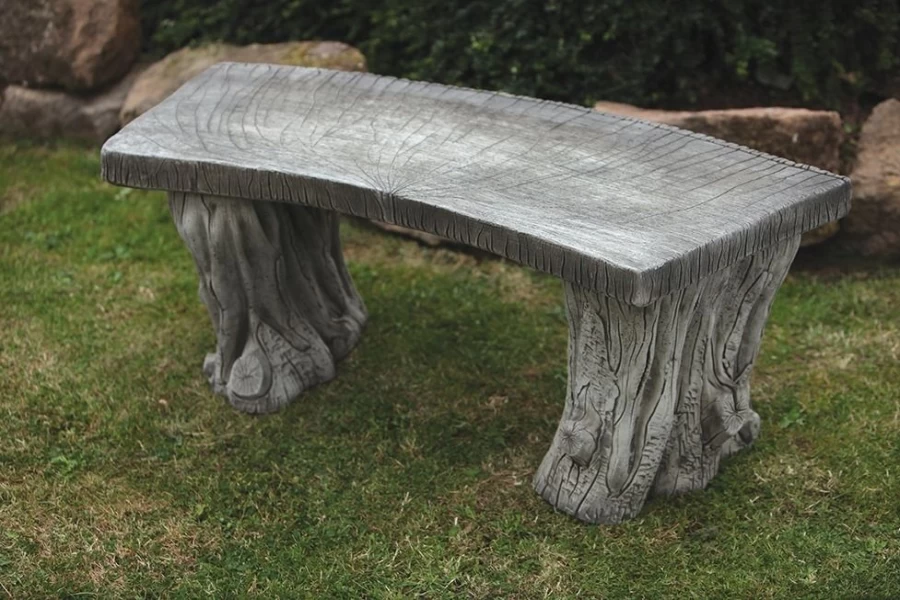 "STATUES & SCULPTURES Woodland Stone Garden Bench - Handcrafted Outdoor Seating"