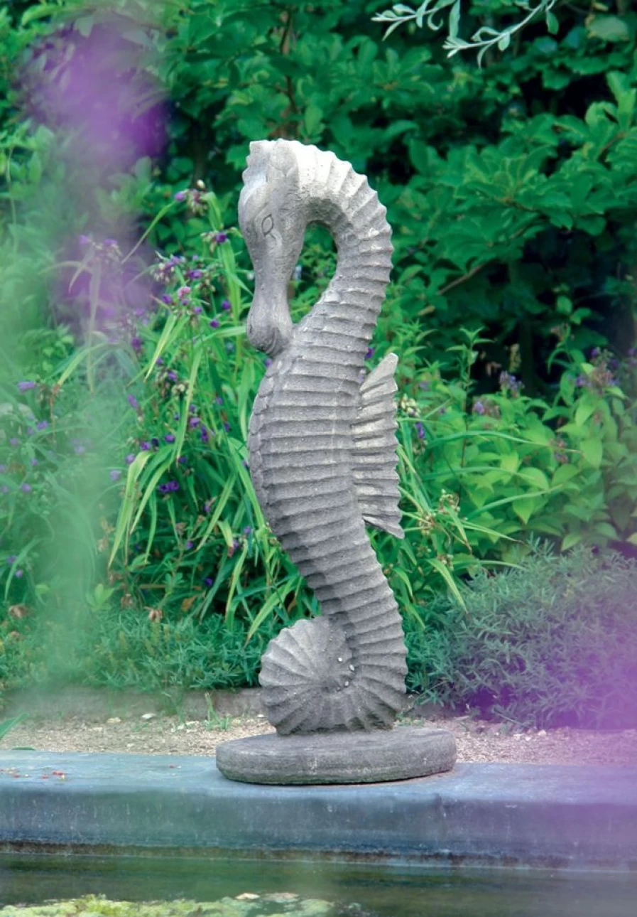 "STATUES & SCULPTURES Seahorse 55Cm Stone Garden Statue – Handcrafted Outdoor Decor"
