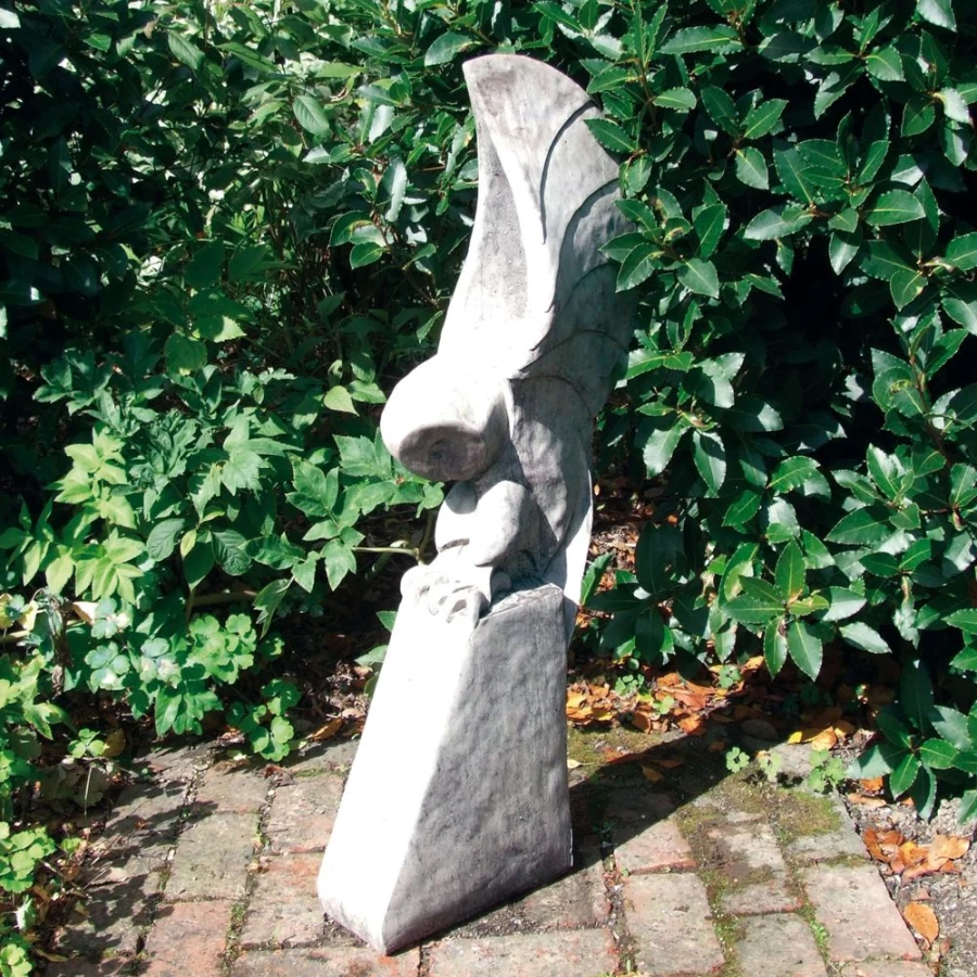 "Barn Owl Garden Statue on Pedestal - Handcrafted Stone Owl Sculpture by STATUES & SCULPTURES"