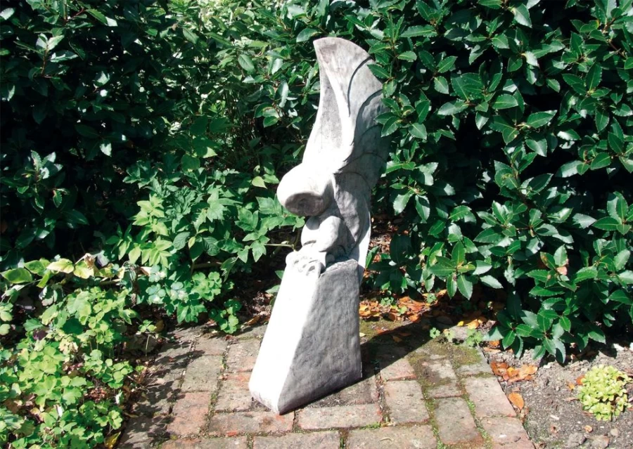 "Barn Owl Garden Statue on Pedestal - Handcrafted Stone Owl Sculpture by STATUES & SCULPTURES"