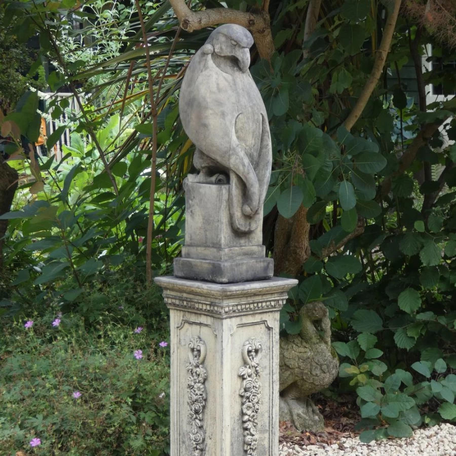 "Modern Eagle Sculpture on Floral Pedestal - Stone Garden Statue by STATUES & SCULPTURES"