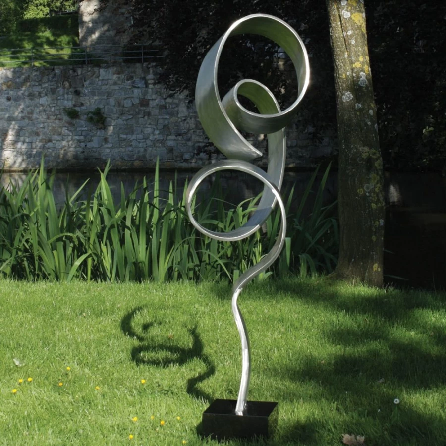 "STATUES & SCULPTURES 130cm Stainless Steel Infinite Garden Art Sculpture - Modern Outdoor Metal Decor"