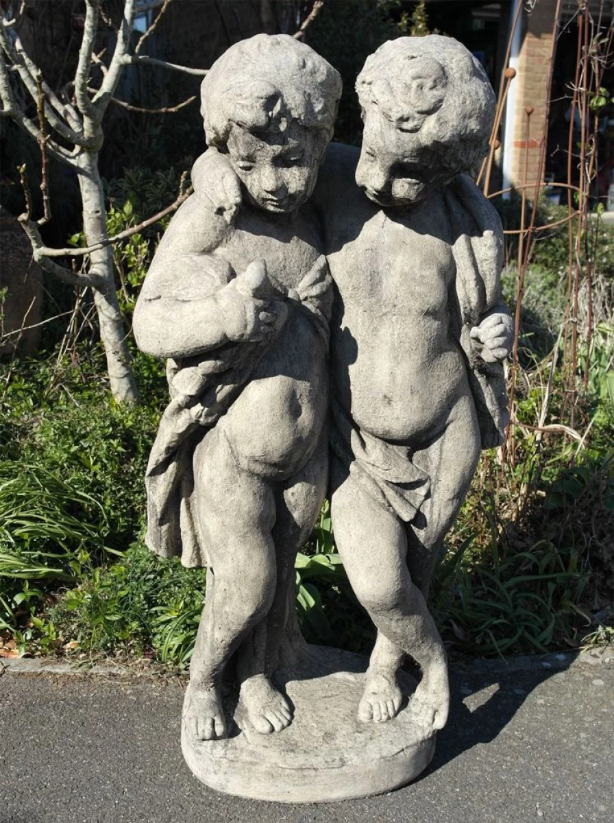 "Putti Cherubs 108Cm Stone Garden Statue by STATUES & SCULPTURES – Classic Outdoor Angel Sculpture"