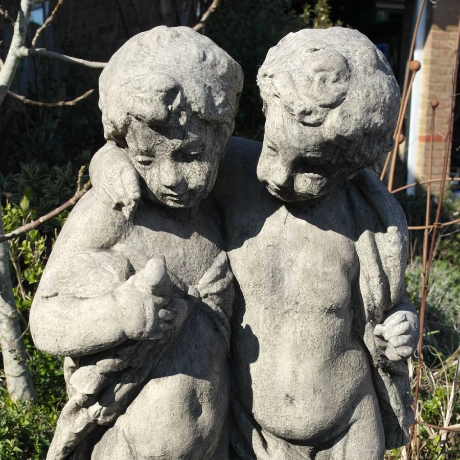 "Putti Cherubs 108Cm Stone Garden Statue by STATUES & SCULPTURES – Classic Outdoor Angel Sculpture"