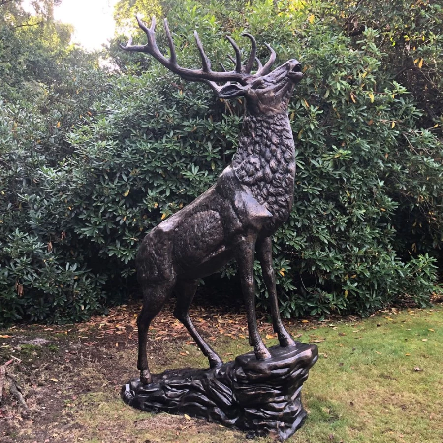 "STATUES & SCULPTURES Grand Stag Bronze Life-Size Deer Statue 292cm Outdoor Garden Sculpture"