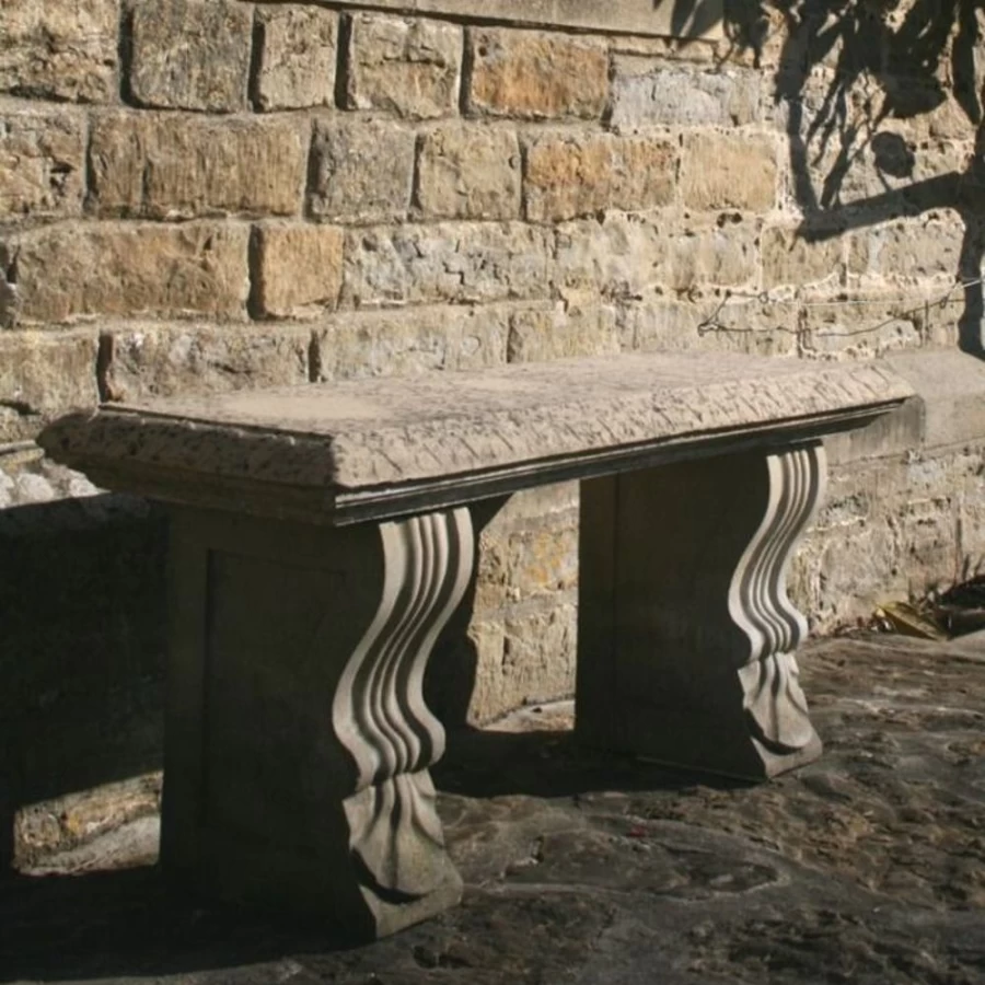"STATUES & SCULPTURES Modern Straight Plain Stone Garden Bench – Durable Outdoor Seating"