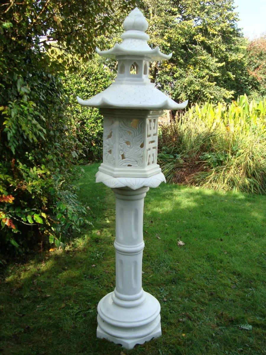 "STATUES & SCULPTURES Chinese Marble Resin Lantern - 140Cm Outdoor Garden Decor Pagoda Statue"