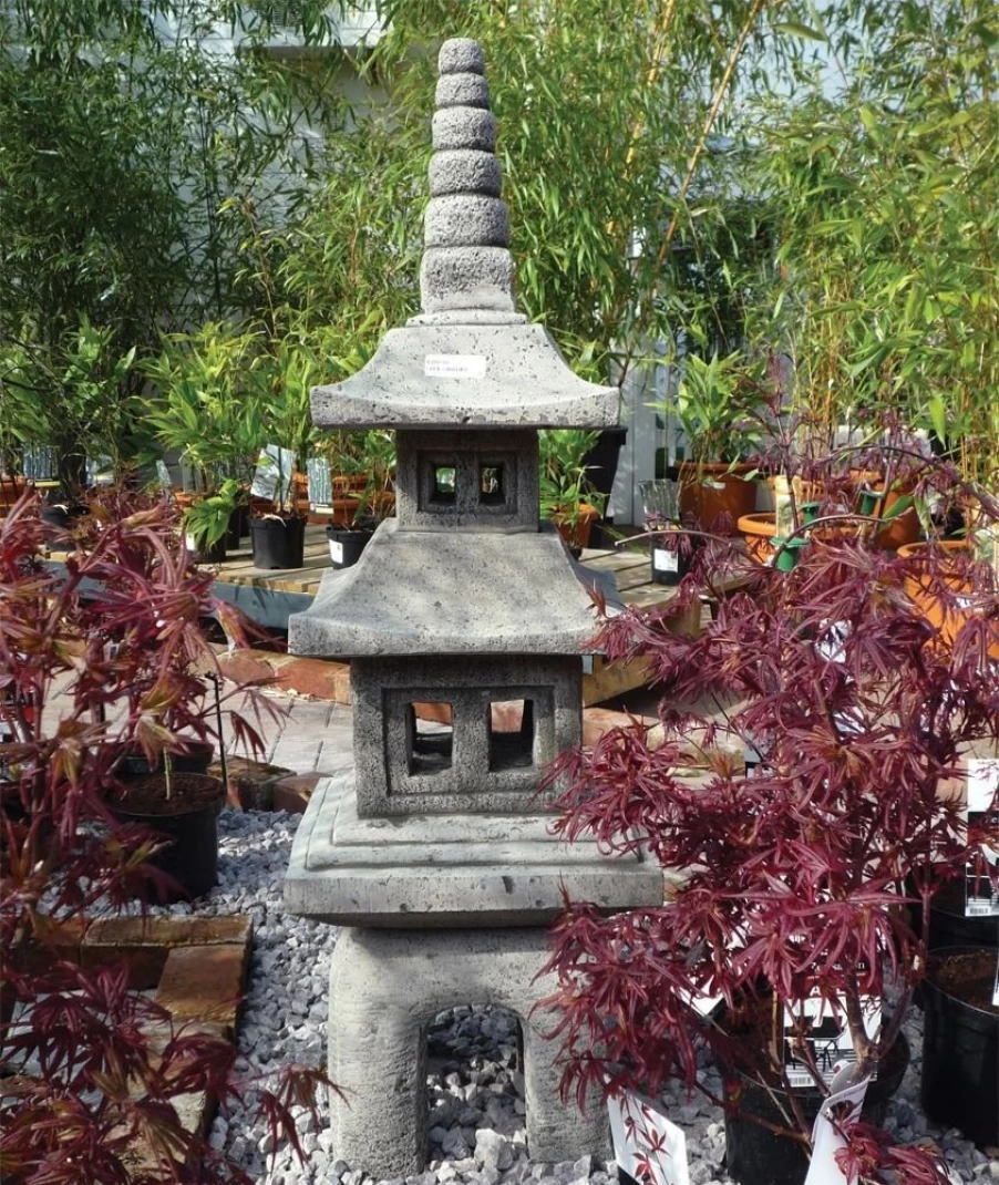 "Japanese Pagoda Stone Garden Statue Set of 4 – Traditional Zen Decor by STATUES & SCULPTURES"