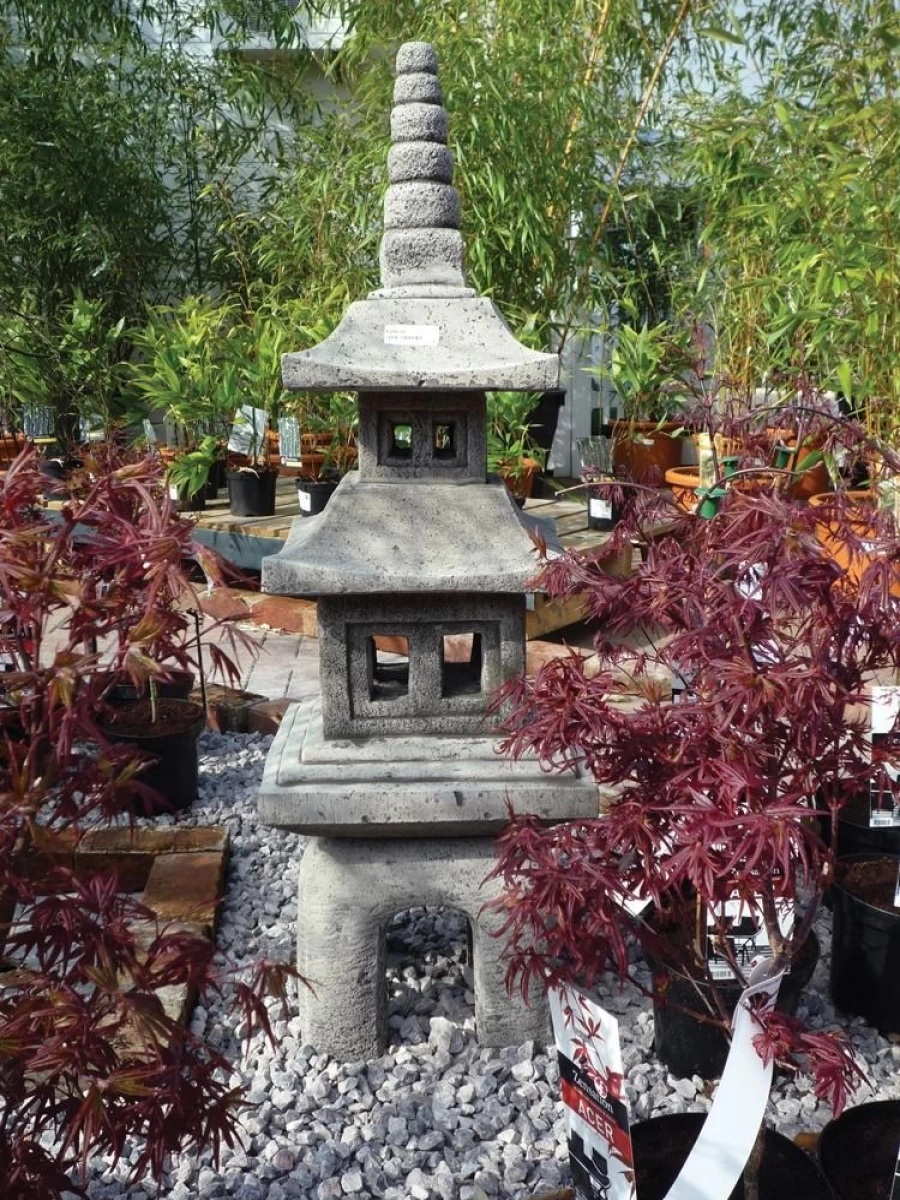 "Japanese Pagoda Stone Garden Statue Set of 4 – Traditional Zen Decor by STATUES & SCULPTURES"