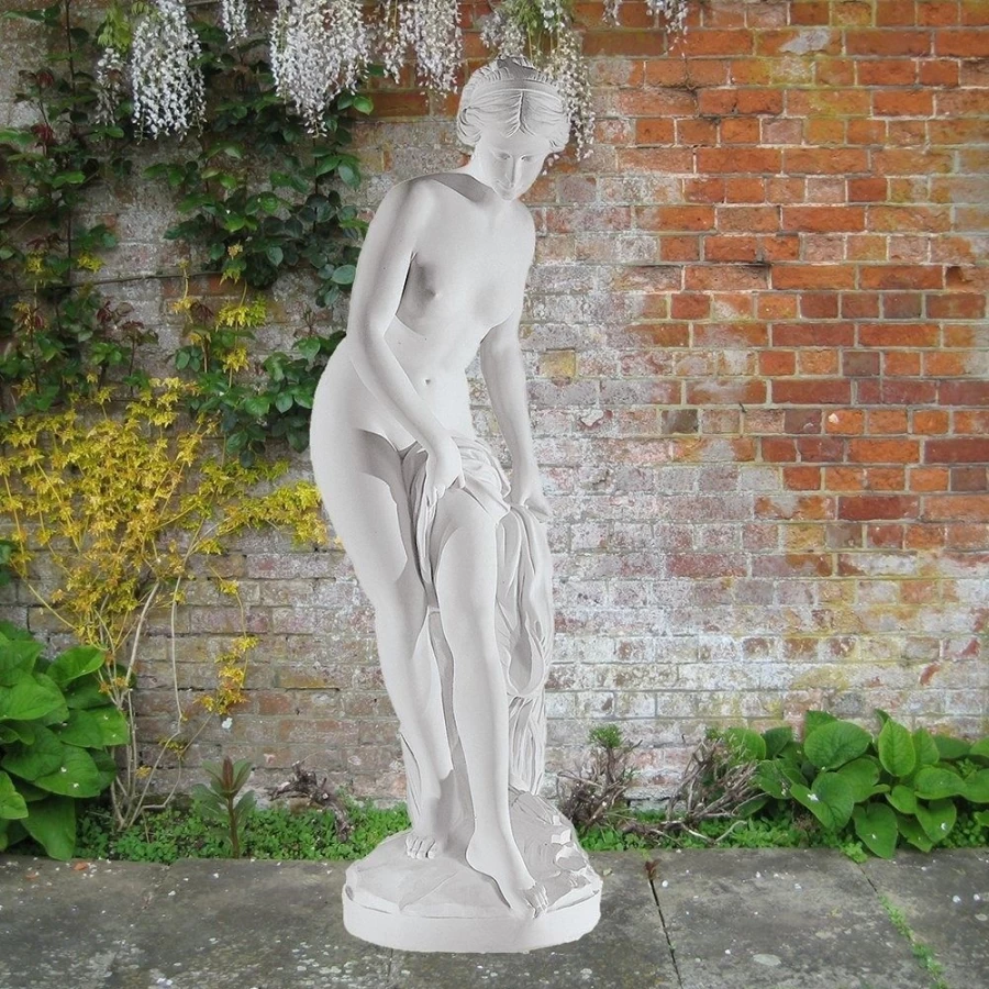 "STATUES & SCULPTURES 65Cm Bathing Goddess Garden Statue - Handcrafted Marble Resin Outdoor Decor"