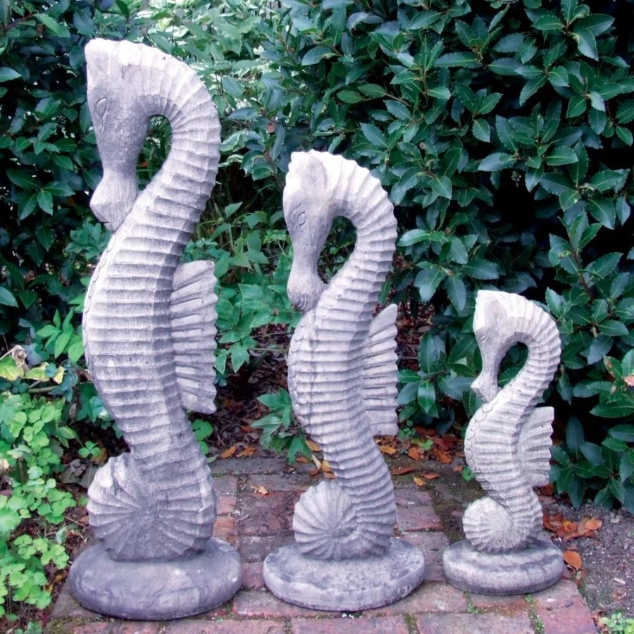 "Handcrafted Seahorses Stone Garden Statues – Outdoor Sculpture Decor by STATUES & SCULPTURES"