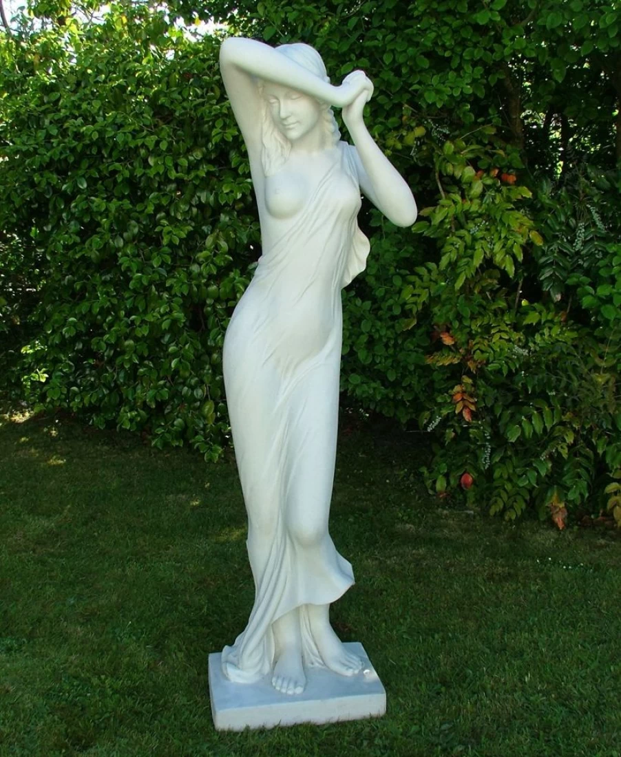 "STATUES & SCULPTURES 85cm Shy Maiden Garden Statue - Handcrafted Marble Resin Outdoor Decor"