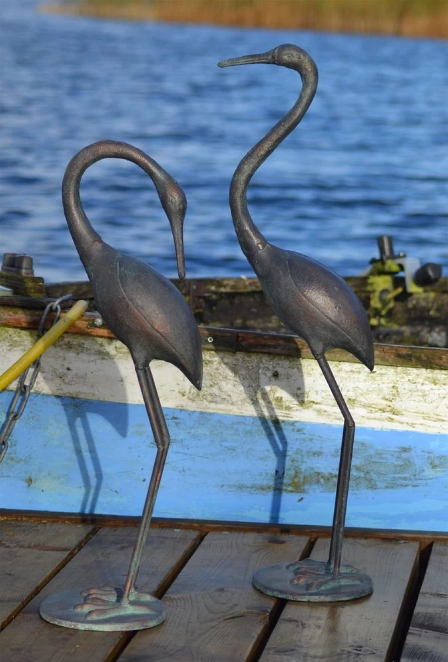"STATUES & SCULPTURES Bronze Crane Garden Statue – Elegant Metal Outdoor Decor"