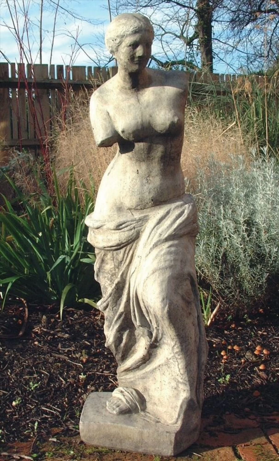 "Venus de Milo 114cm White Stone Garden Statue – Classical Greek Sculpture for Outdoor Decor"