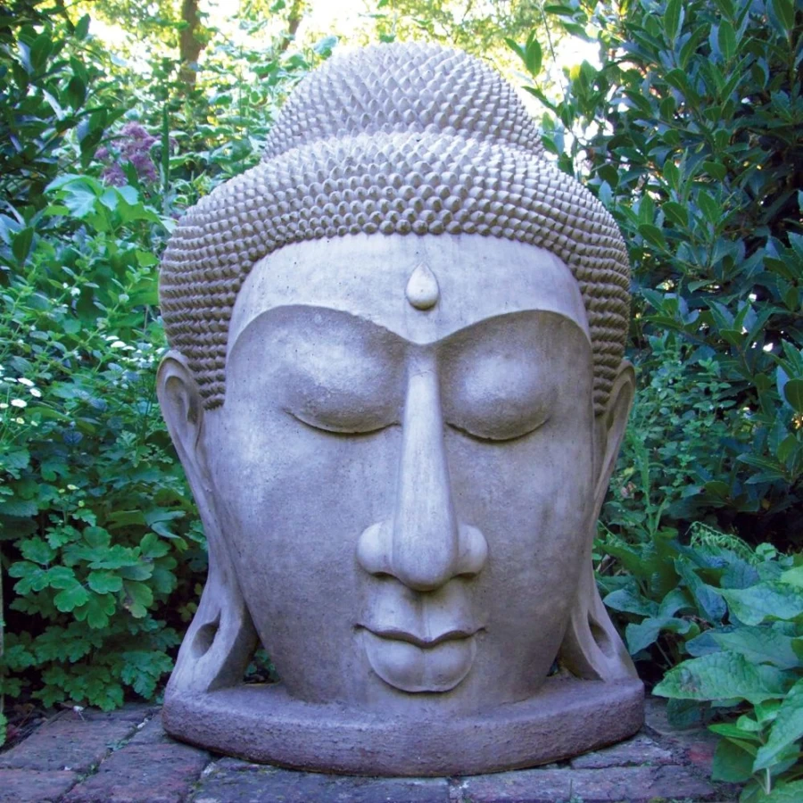 "Grand Buddha Head Stone Statue for Garden – Handcrafted Outdoor Sculpture by STATUES & SCULPTURES"
