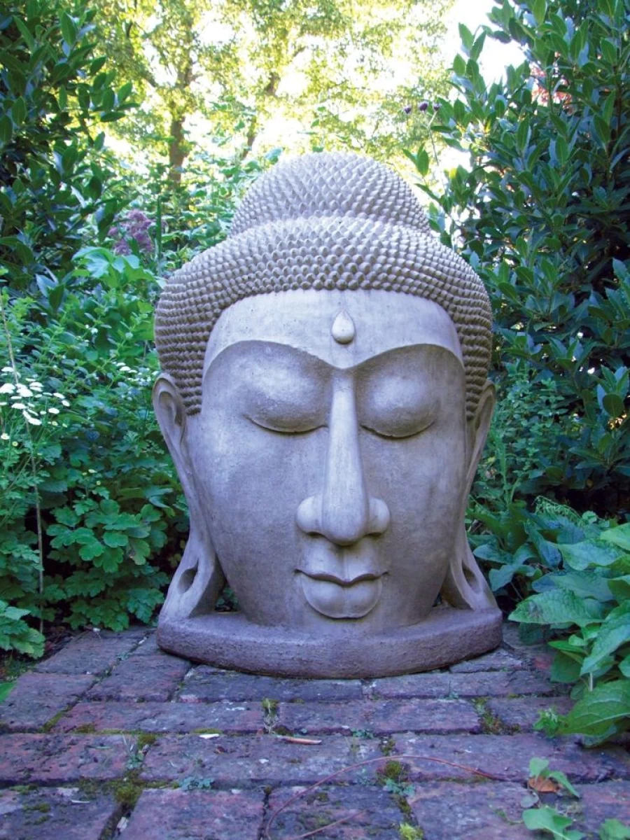 "Grand Buddha Head Stone Statue for Garden – Handcrafted Outdoor Sculpture by STATUES & SCULPTURES"