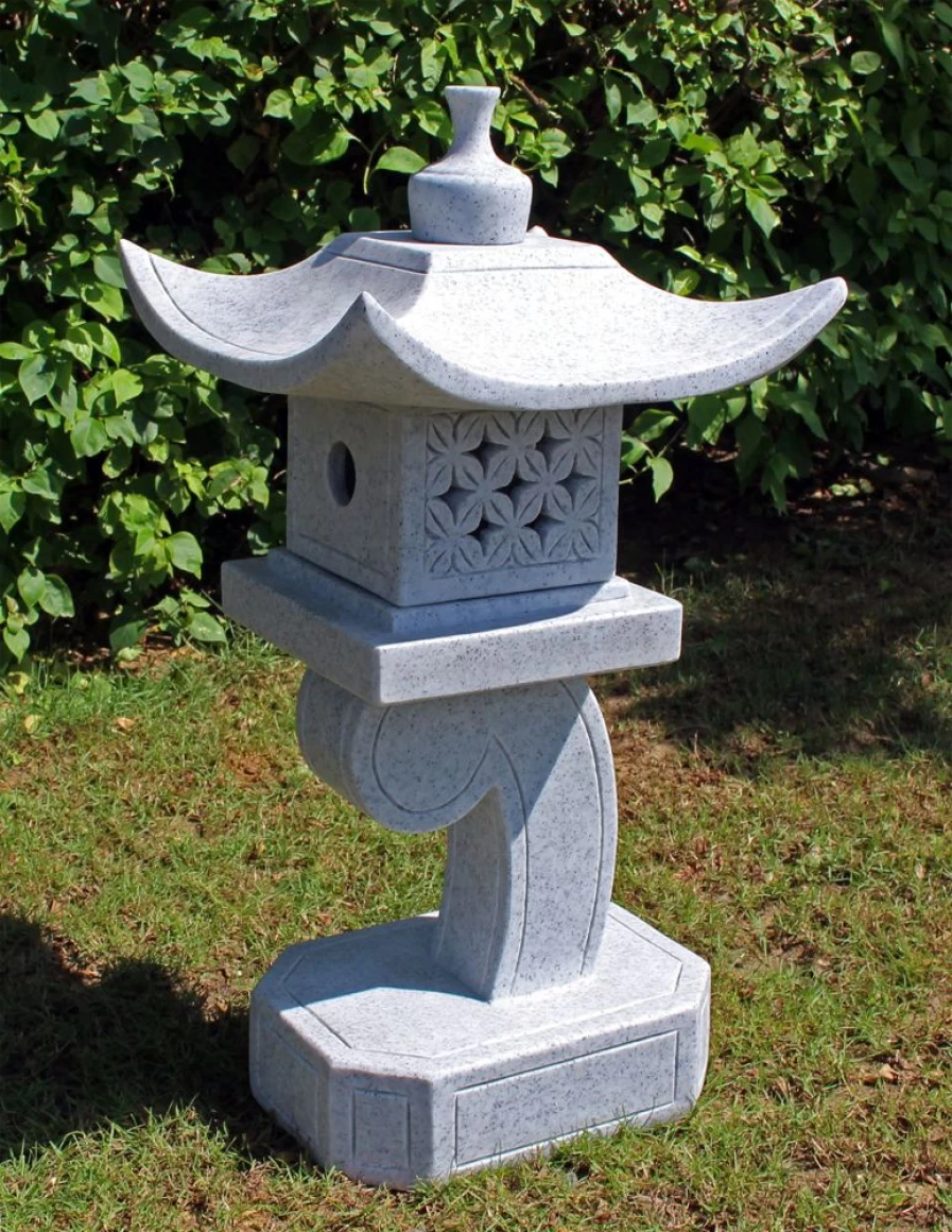 Japanese Pagoda Lantern Garden Statue - Handcrafted Granite Outdoor Decor for Zen Gardens