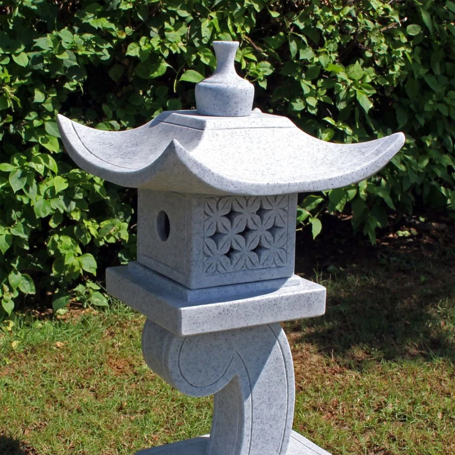 Japanese Pagoda Lantern Garden Statue - Handcrafted Granite Outdoor Decor for Zen Gardens