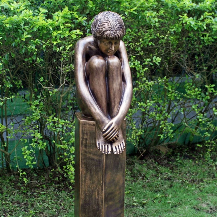 "Bronze Nude Melina Garden Statue on Column – Classical Sculpture by STATUES & SCULPTURES"