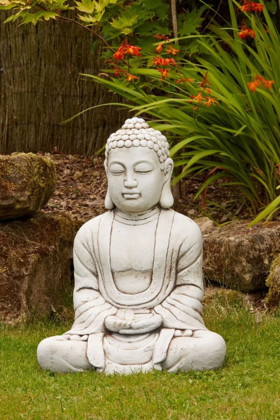 Hand-Carved Hindu Buddha Statue for Garden Decor - Stone Sculpture by STATUES & SCULPTURES