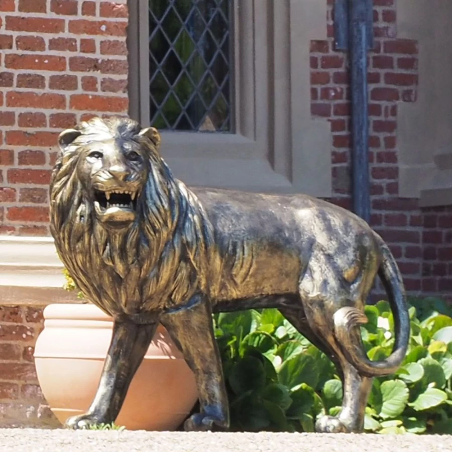 "Grand Lion Left Facing Bronze Garden Statue – STATUES & SCULPTURES Collection"